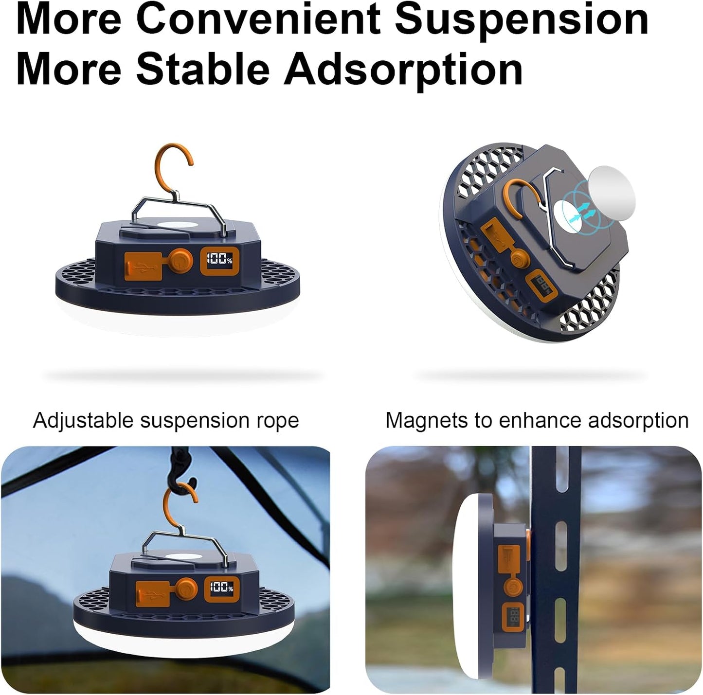 4000LM Flashlight Portable LED Camping Lantern Light 30W with Digital Display and Magnet , IPX5 Waterproof Tent Lights Light for Parents Christmas Gift