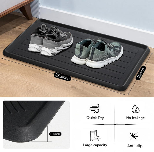 HIYARD Rubber Boot Tray for Entryway, Multipurpose Boot Mat, Shoe Tray, Shoe Mat for Indoor and Outdoor, 16x27.5, Black