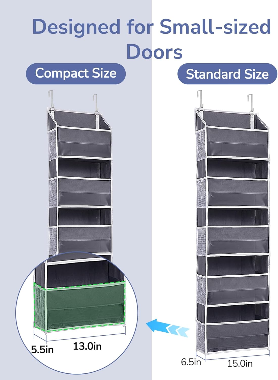 ULG Over the Door Organizer, 5-Tier Extra Large Hanging Storage with 10 Mesh Pockets, 100 lbs Capacity, Heavy Duty Door Organizer for Closet, Bedroom, Nursery Storage, Beige