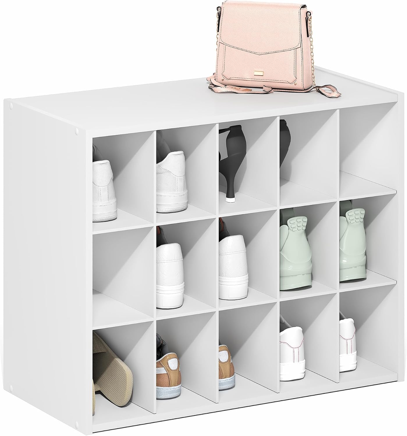 Furinno FANO Shoe Rack, 24-Inch Width 2-Tier Shoe Organizer, Stackable Shoes Storage, 11.7 x 24.2 x 11.7, for Closet Entryway, Office, Garage, Amber Pine