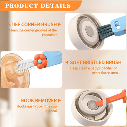 Wanme 3 in 1 Cup Lid Gap Cleaning Brush Set, Multifunctional Bottle Cleaning Brush, Cup Lid Gap Cleaner, Home Kitchen Crevice Brush Tools