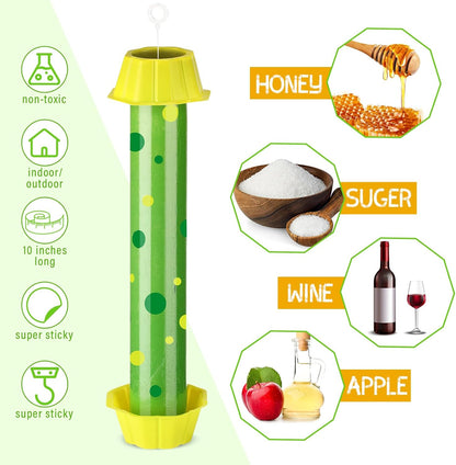 Qualirey 12 Pcs Sticky Fly Trap Fly Stick with Hanging Hook Adhesive Mosquito Catcher for Indoor Outdoor Trap Houseflies and Flying Insects Bee Wasp Moth Fly, 10.2 x 2.5 Inch