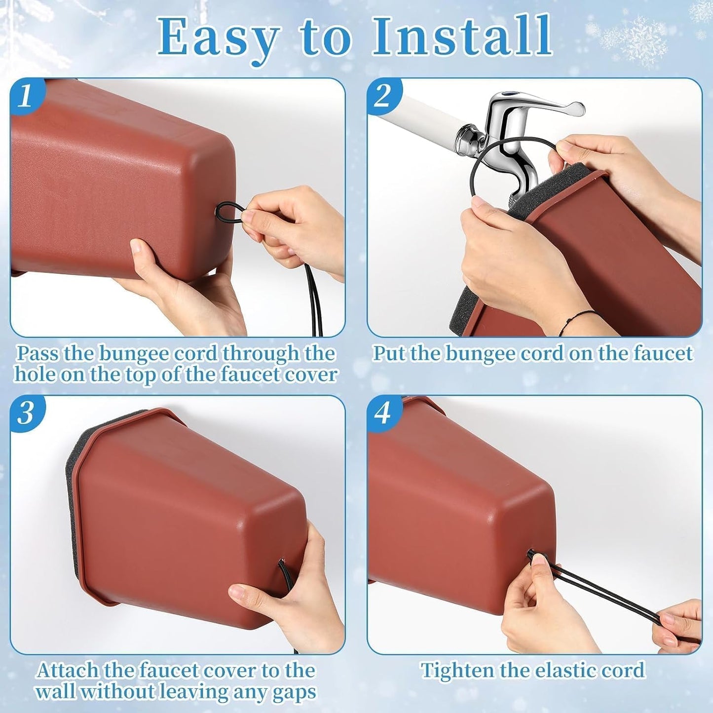 1 Pack 2026 Upgrade Extra Large Outdoor Faucet Cover for Winter Freeze Protection 8.5x7x5.5in Thick Plastic Foam Hose Bib Spigot Cover Winter Insulated with Reflective Strips (Red)