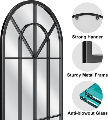 OGCAU Floor Full Length Mirror, 56"x20" Arched Full Body Mirror, Hanging or Leaning, Standing, Wall Mounted with Aluminum Frame for Bedroom Living Room, White