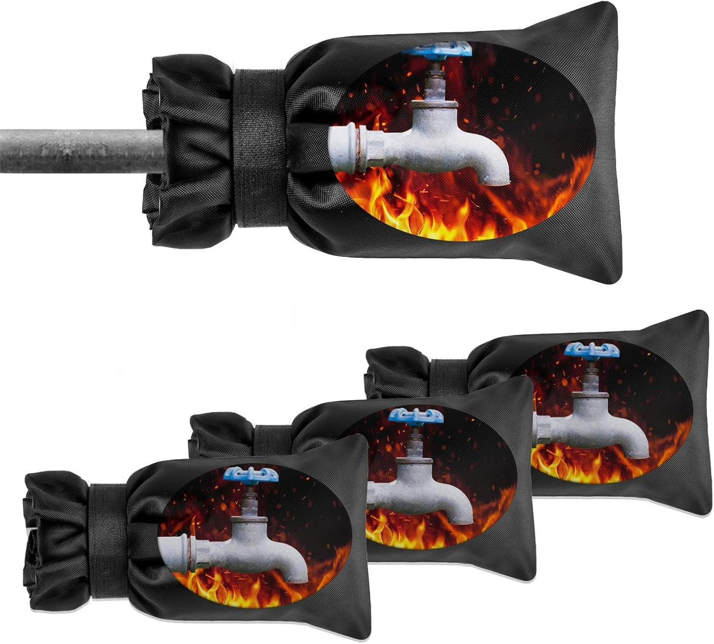 Outdoor Faucet Covers for Winter Freeze Protection- Fit for Outdoor Water Faucet Cover Socks for Winter Freeze Protection Pipe Antifreeze Water Insulation Spigot Backflow Cover 5.3" W x 8" H -4 Pack