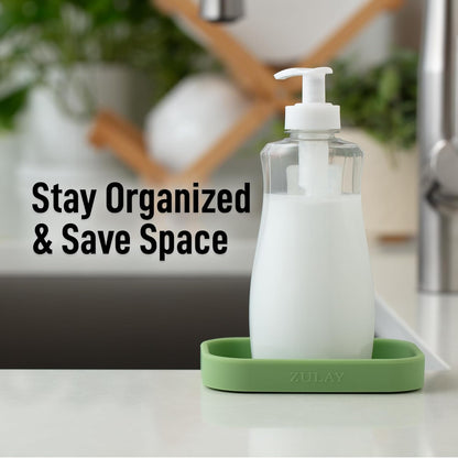 Zulay Kitchen (9x3.5in) Sponge Holder for Kitchen Sink - Flexible Heavy-Duty Multipurpose Sink Caddy - Counter Organizer for Kitchen, Bathroom, Makeup, Trinkets & More! (Grey)