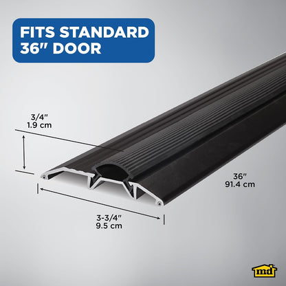 M-D Building Products 08102 3-3/4 in. x 3/4 in. x 36 in. Silver Aluminum and Vinyl Heavy-Duty Low-Profile Threshold