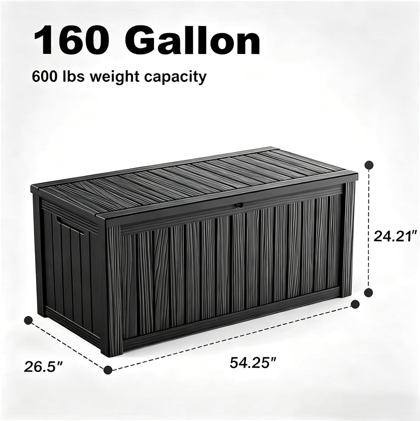 320 Gallon Waterproof Outdoor Storage Box, UV Resistant Resin Deck Box with Hydraulic Rod for Reinforced Stability, Perfect for Patio, Garden, and Pool（Black，320 Gallon）