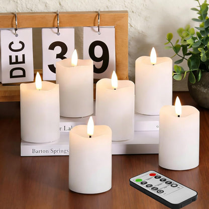 Eywamage Ivory Flameless Votive Candles with Timer Batteries, 2x3 inch Small LED Pillar Candles Flickering Set of 6