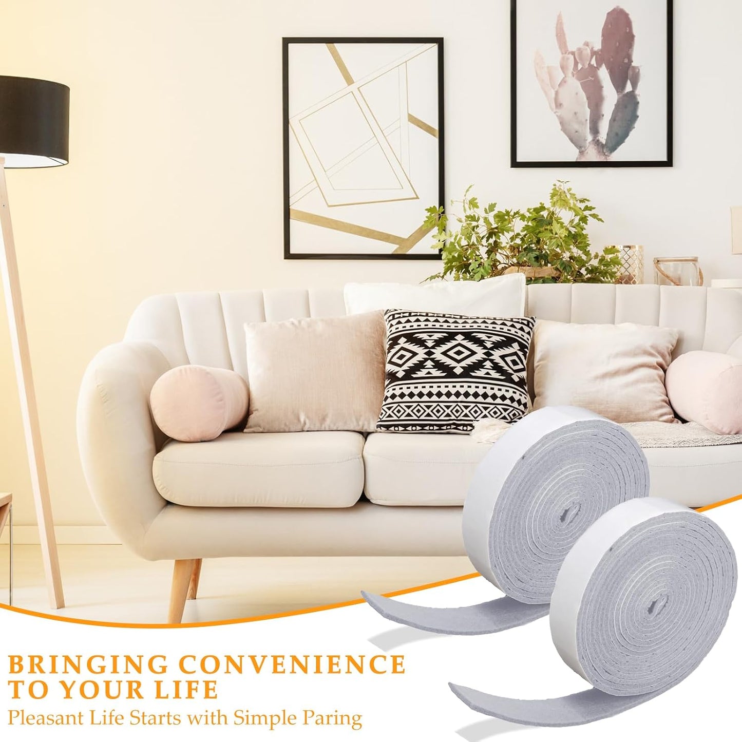 Zonon 4 Rolls 120 Inch Felt Strip with Adhesive Backing Felt Tapes Furniture Strip Rolls Self Stick Heavy Duty Polyester for Protecting Furniture and DIY Adhesive(Black,0.5 Inch)