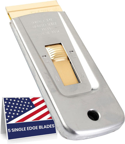 CANOPUS Razor Blade Scraper Tool, Razor Blade Holder, Window Scraper with Razor Blades, Scraper for Glass, Oven, and Cooktop, Sticker Remover Tool, Windshield Scraper