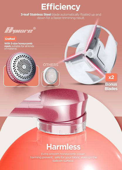 Bymore Fabric Shaver Lint Shaver for Clothes, Dual Power Lint Remover with Battery or Corded Use, Portable Sweater Shaver for Clothing, Furniture & Travel