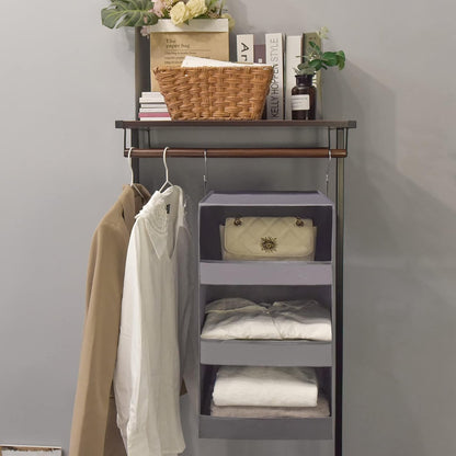 GRANNY SAYS 3-Shelf Hanging Closet Organizer and Storage, Collapsible Hanging Closet Shelves, Hanging Organizer for Closet & RV, Gray, 29 ½" H X 12" W X 12" D, 1-Pack