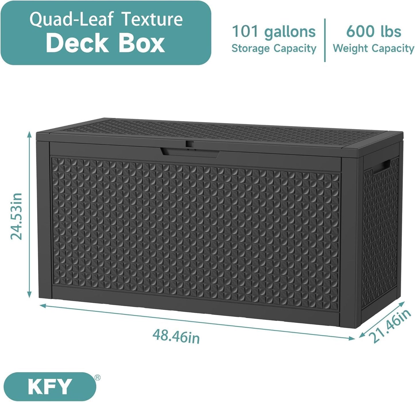 320 Gallon Waterproof Outdoor Storage Box, UV Resistant Resin Deck Box with Hydraulic Rod for Reinforced Stability, Perfect for Patio, Garden, and Pool（Black，320 Gallon）