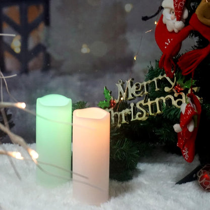 CANDLE CHOICE Waterproof Outdoor Battery Operated Flameless Candles with Remote Timer Plastic Flickering Fake Electric LED Pillars for Lantern Garden Wedding Christmas Decorations 3x4 Inches 3 PCS