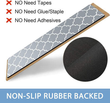 Non Slip Rubber Carpet Stair Treads for Wooden Steps Indoor, 15 Pack Slip Resistant Stair Rug Staircase Step Treads Pads for Pet, Kids and Elderly, Black Marble