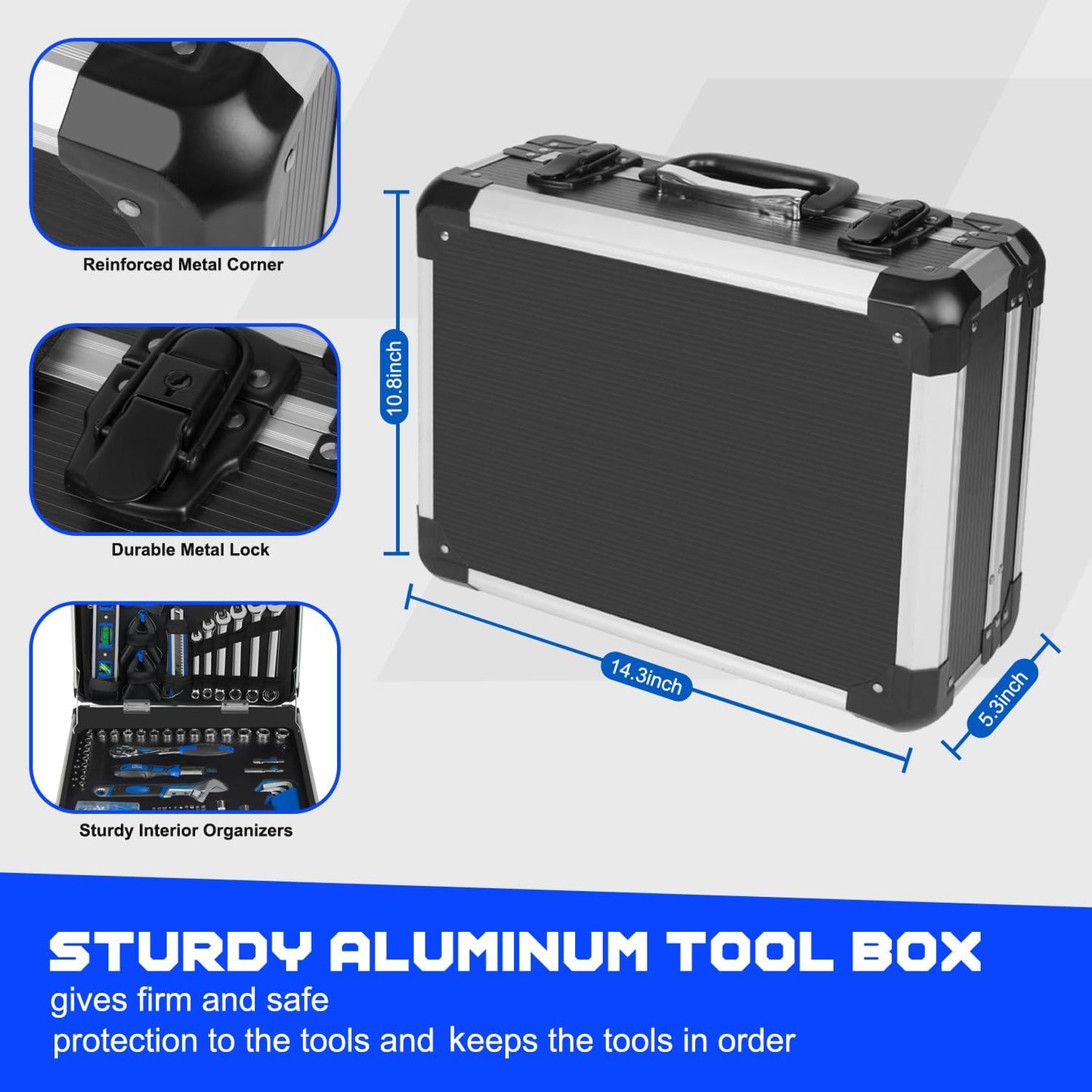 Prostormer 259-Piece Household Hand Tool Set | Complete ToolKit with Heavy Duty Aluminium Tool Box for Home/ Car/ Garage/ Mechanics