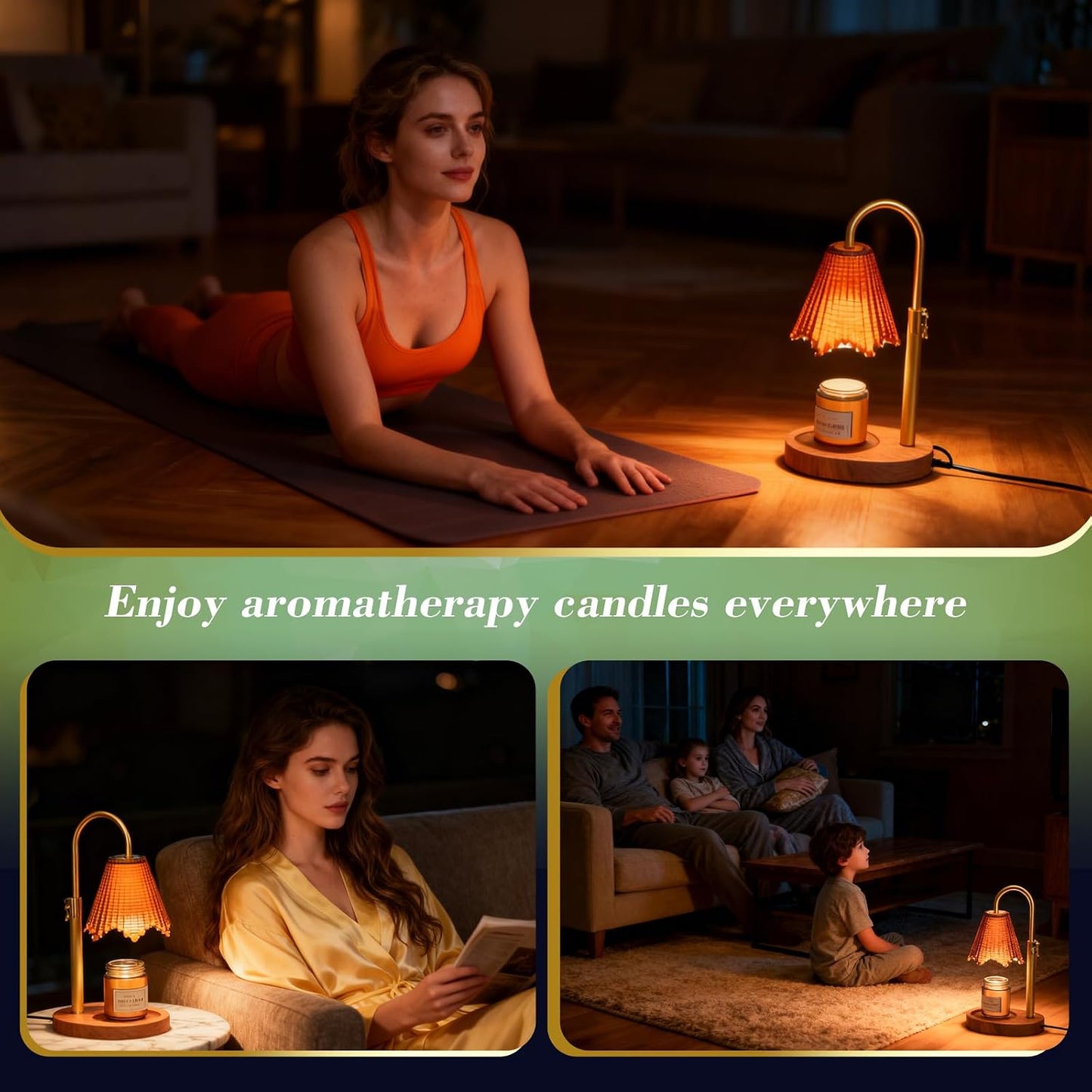 Candle Warmer Lamp with Timer & Dimmable 4-Level Brightness - Adjustable Height,for New Home Bedroom, Gifts for Women(Blue)