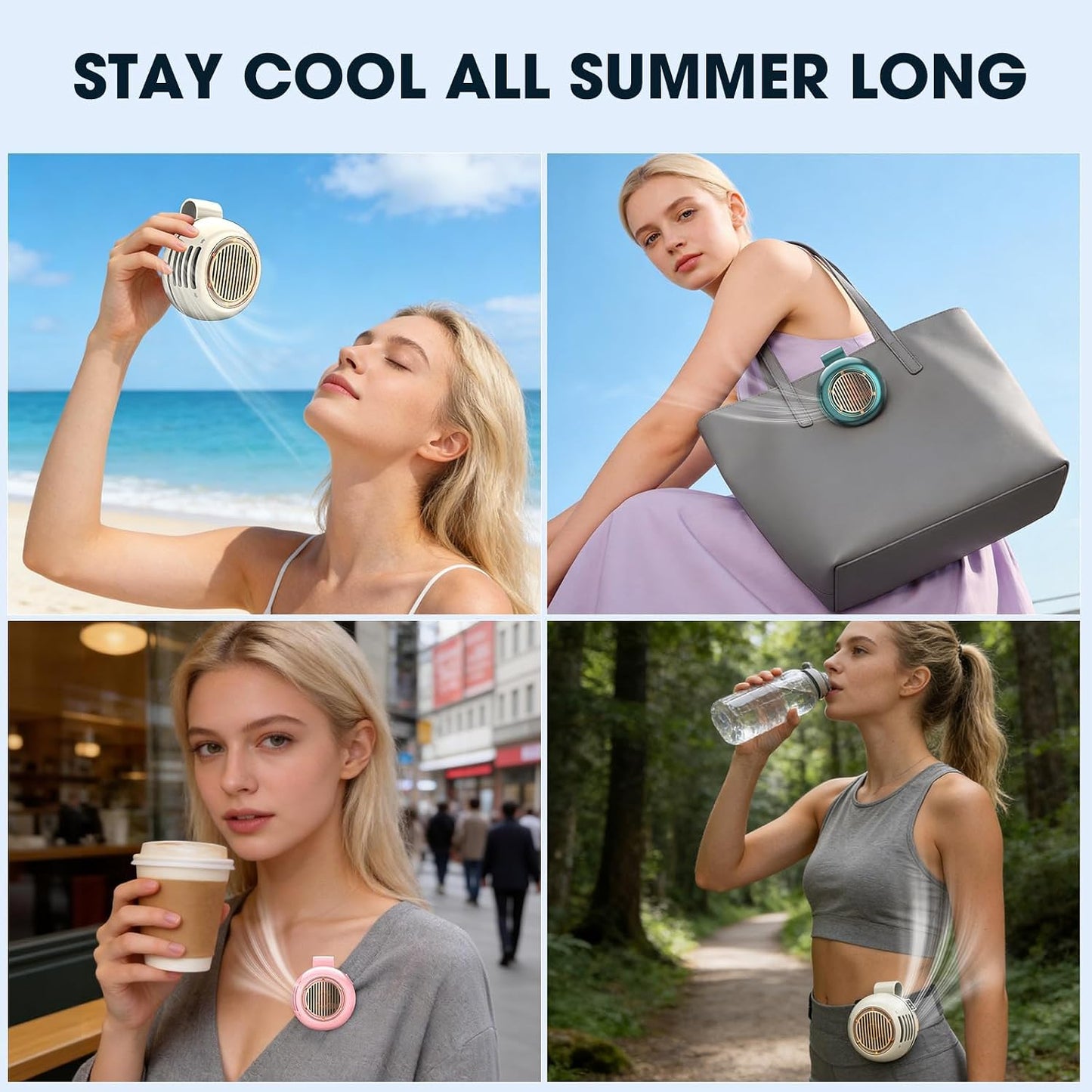 Portable Silent Mini Bladeless Fan Clip On, 5 Speeds 360° Rotatable Clip on Fan for Shirt & Waist, USB Rechargeable Small Fans Portable, 2026 New Whirlwind Fans for Outdoor/Travel/Office, White
