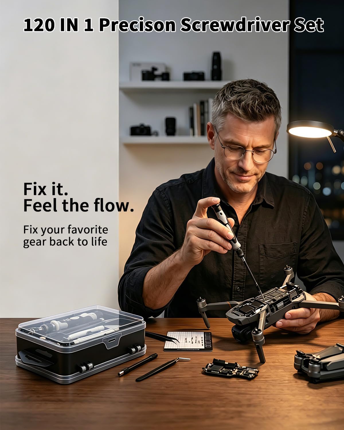 SHOWPIN Precision Computer Screwdriver Kit: 122PCS Laptop Screwdriver Sets | 101 Magnetic Drill Bits, Computer Accessories, Electronics Tool Kit Compatible for Tablet, PC, iPhone, PS4 Repair
