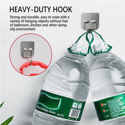 Metal Heavy Duty Self-Adhesive Wall Hooks – Waterproof Stainless Steel Hooks for Hanging Towels/Coats/Keys – Strong Adhesive, Rust-Resistant – 5 Pack for Bathroom/Kitchen/Outdoor