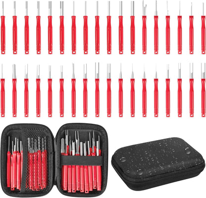 Terminal Pin Removal Tool Kit 82 Pcs Depinning Electrical Connector Pin Extractor Tool Set Wire Terminal Release for Automotive Car Household Devices - Black