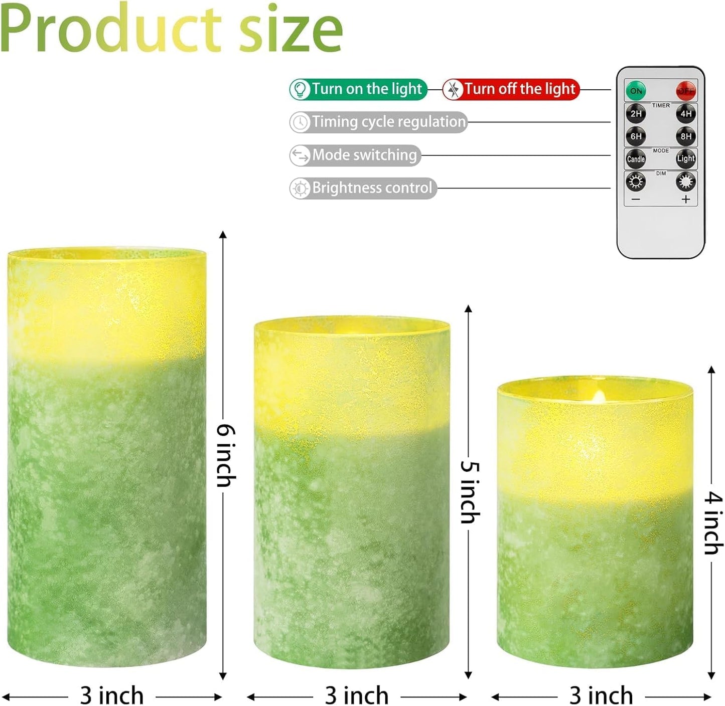 Blue Flameless Candles with Remote, Real Wax Glass Battery Operated Candles with Timer, LED Pillar Candle for Bedroom Home Wedding Birthday Party Fall Halloween Christmas Decorations, Set of 3