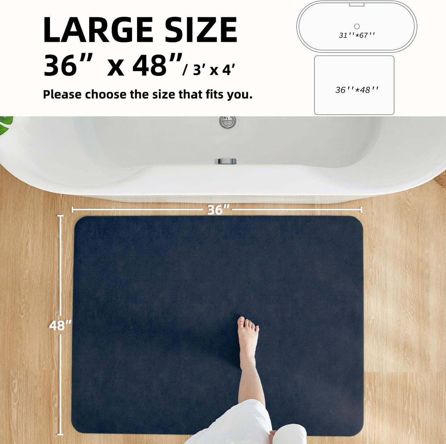 TYUU Bath Mat, Bathroom Rugs Non Slip Washable Thin Absorbent Quick Dry Bath Mat Fits Under Door Bathroom Floor Mat Perfect for Bath, Shower, or Sink 16"x24" Dark Grey