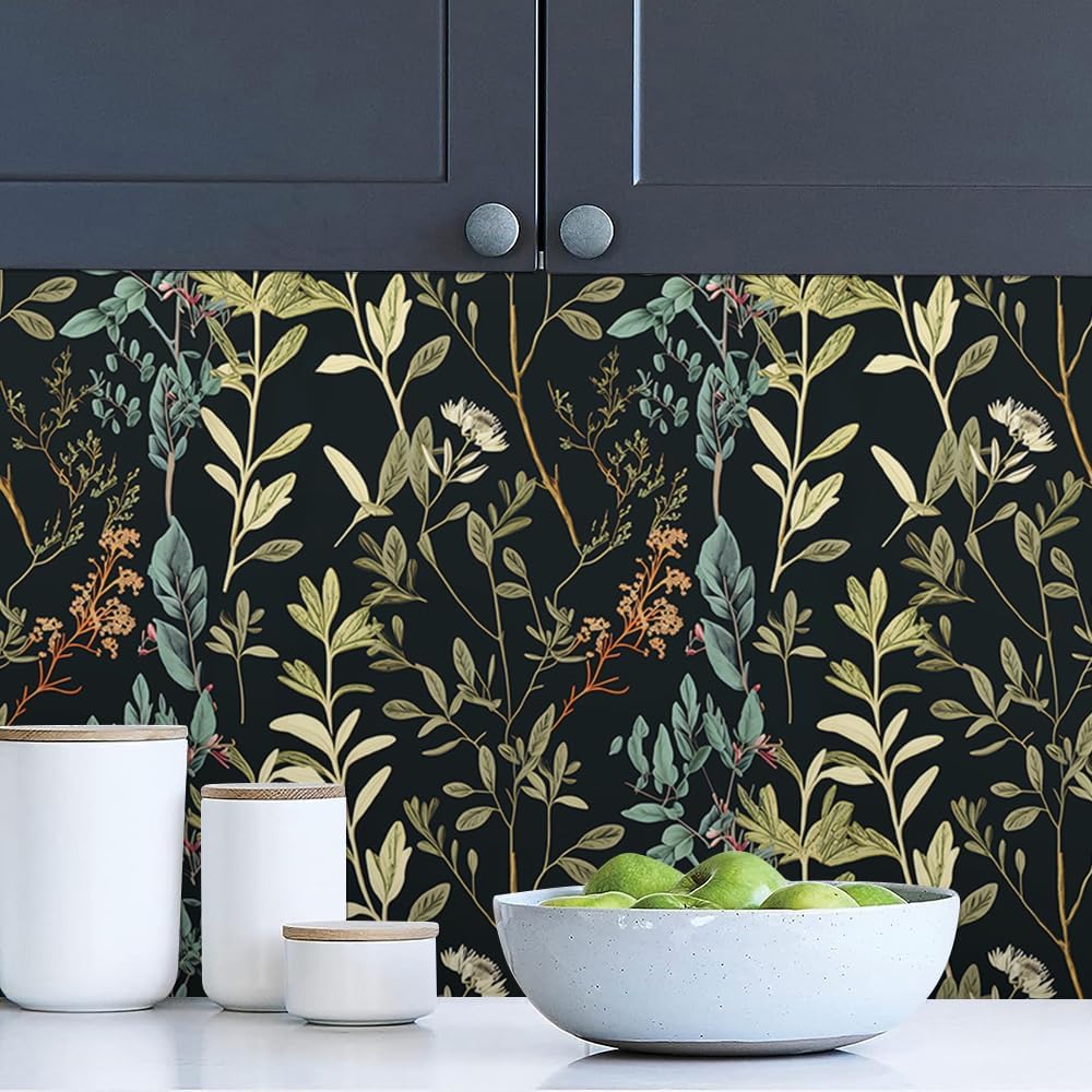 18"x236" Boho Cream/Brown Daisy Flower Peel and Stick Self Adhesive Wallpaper Removable Contact Paper Stick on Easy Peel Off Wall Paper for Kitchen Bedroom Bathroom Renter