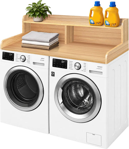 Royxen Laundry Countertop with Storage Universal Fit, Washer and Dryer Countertop with Shelf, Laundry Room Storage, 2-Tier Shelf (Walnut)