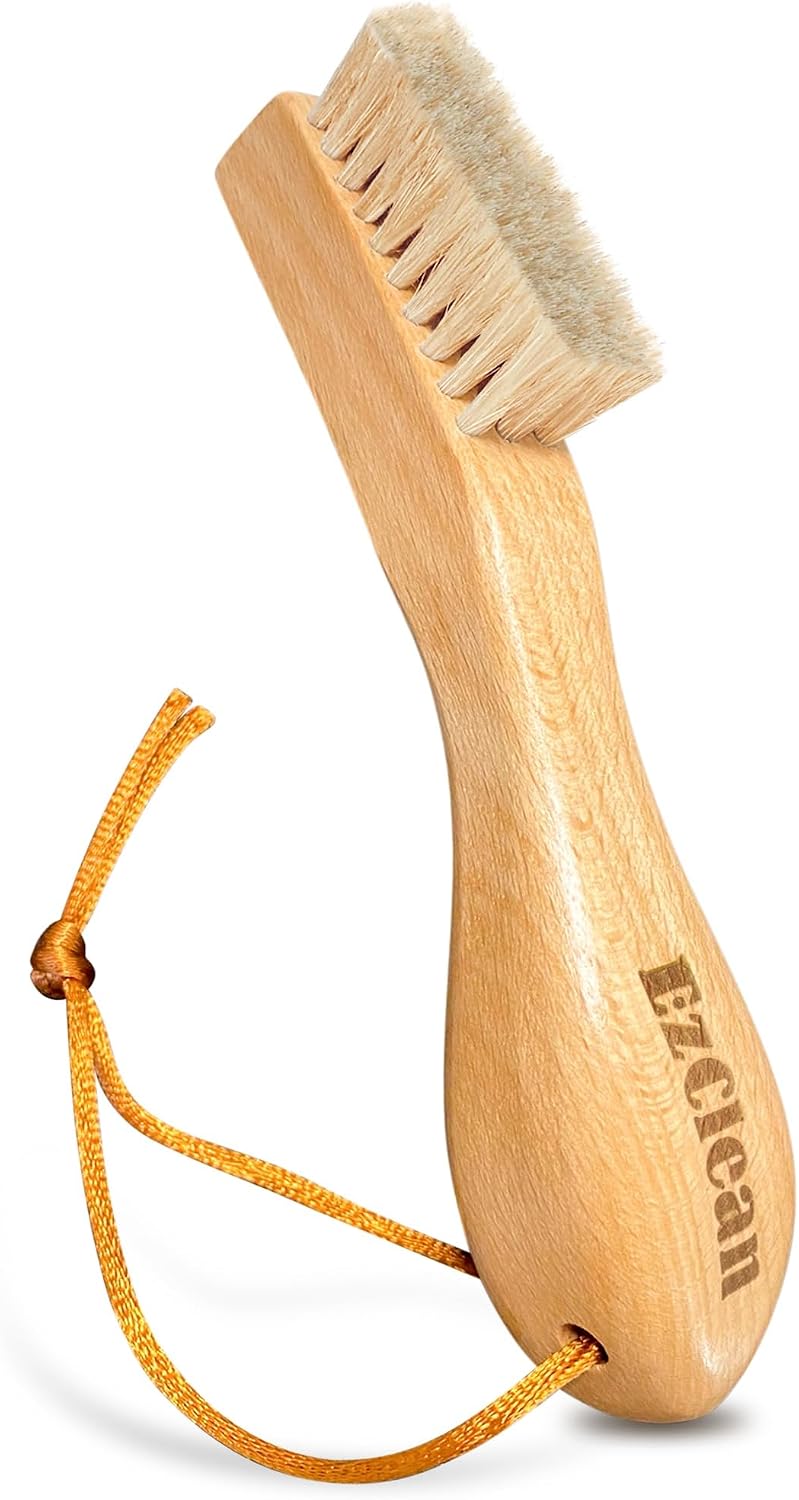 EzClean Natural Boar Bristle Laundry Brush, Perfect for Shoes & Delicate Fabrics, Scrubbing Tough Stains
