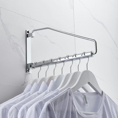 NEWRAIN Folding Wall Mounted Clothes Hanger Rack Clothes Hook Solid Brass with Swing Arm Holder Clothing Hanging System Closet Storage Organizer Heavy Duty Drying Rack Wall Mount,Brushed Gold