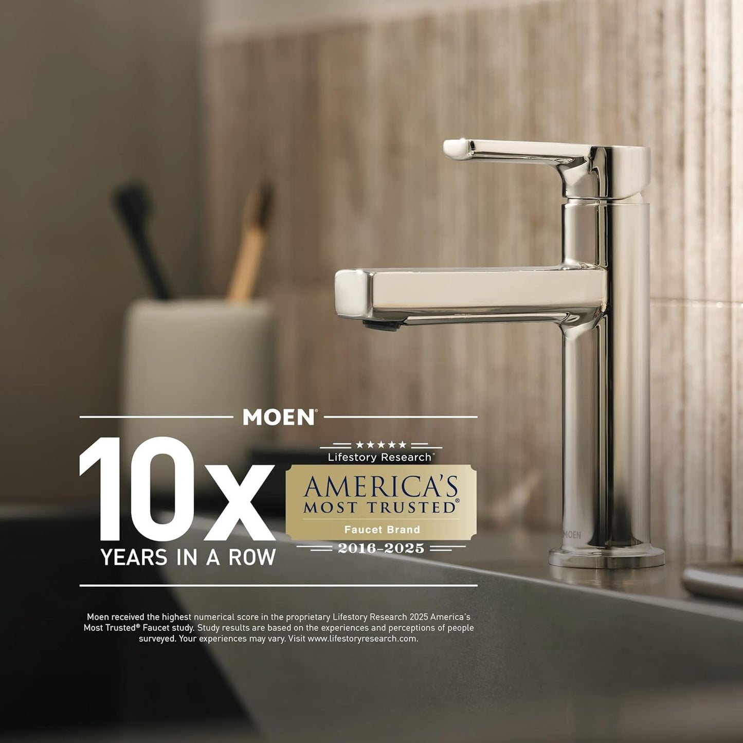 Moen P1740 Stainless Steel Wallmount Toothbrush/Tumbler Holder, Stainless | Wall-mounted holder, tumbler included, stainless steel finish, compact design, concealed mounting hardware