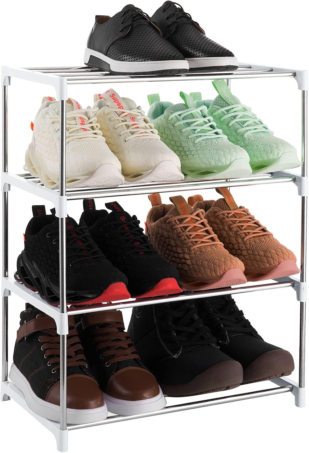 3-Tier Stackable Small Shoe Rack, Lightweight Shoe Shelf Storage Organizer for Entryway, Hallway and Closet(Black)