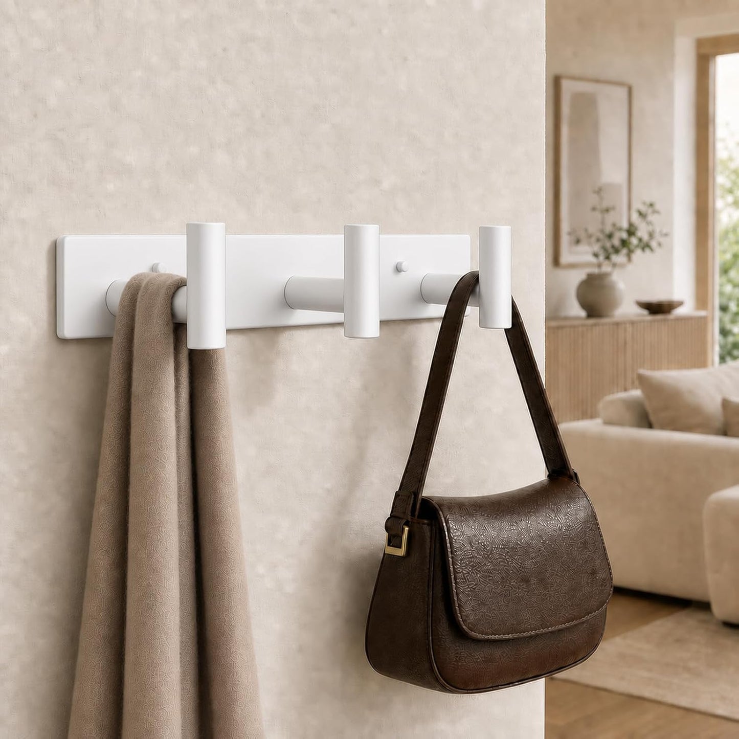 Wall Mounted Coat Rack-3 Hooks, Heavy Duty Stainless Steel Wall Hooks for Towel Coat Bag, Hat Rack Coat Hanger Coat Hooks Towel Racks for Bathroom Entryway Kitchen Office (Silver, 1 Pack)