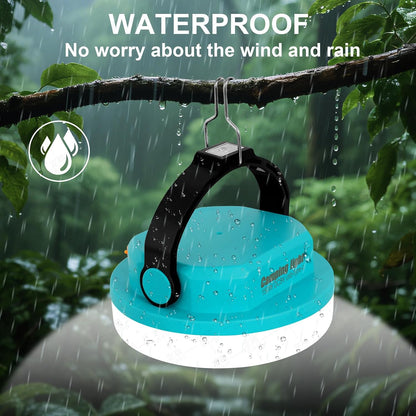 Camping Light Rechargeable, LED Camping Lantern for Power Outages, Waterproof Emergency Tent Light for Camping with Magnet Hook, Power Bank & Flashlight, 100W 6000mAh, Army Green
