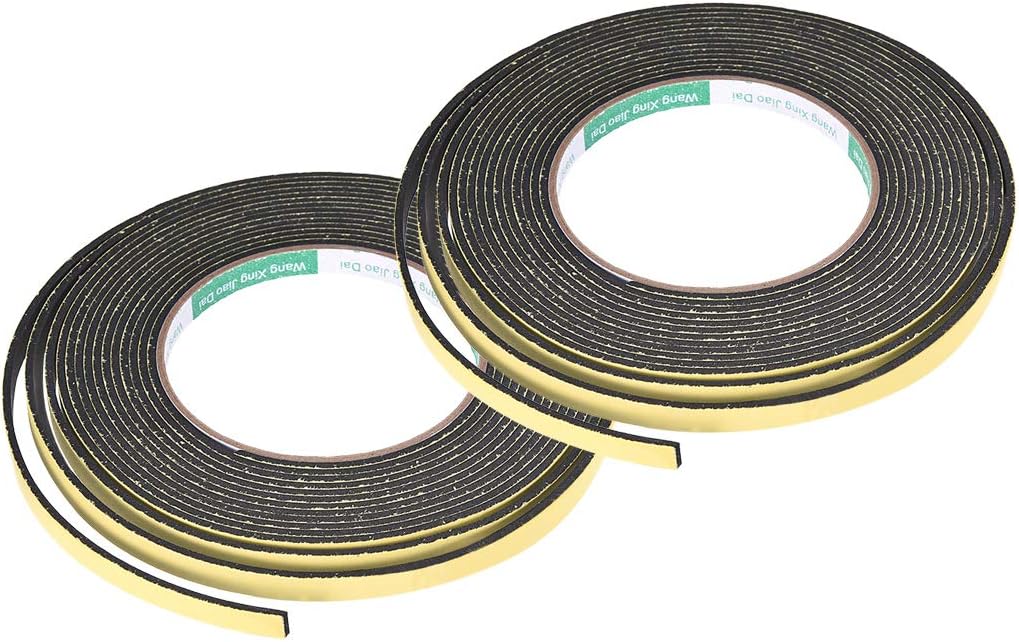 uxcell Sealing Foam Tape 5mm Wide 3mm Thick 4m/13ft Long, Self Adhesive Weather Strip for Window Door Insulation, Pack of 2