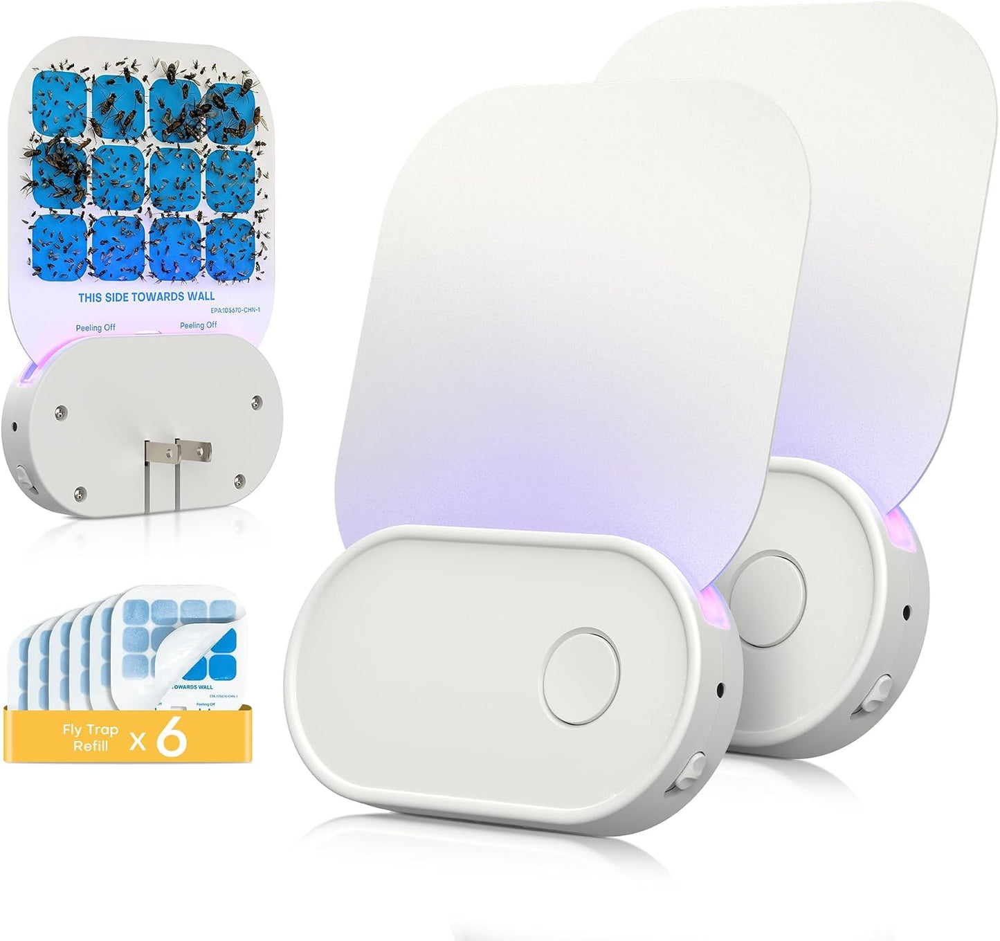 Fruit Fly Traps for Indoors (2 Device + 20 Refills), Gnat Traps for House Indoor, Plug in Fly Traps Indoor for Home, Kitchen&Living Room