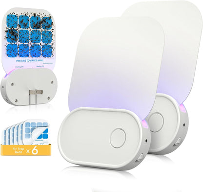 Fruit Fly Traps for Indoors (2 Device + 20 Refills), Gnat Traps for House Indoor, Plug in Fly Traps Indoor for Home, Kitchen&Living Room