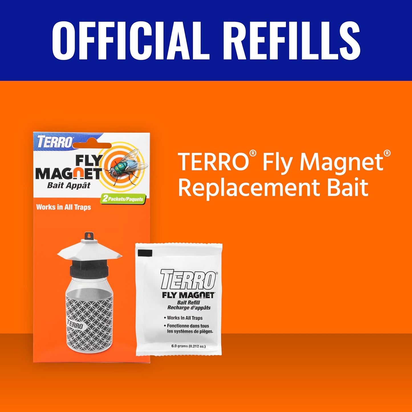 TERRO Fly Magnet Trap, Reusable Poison-Free Outdoor Fly Catcher with Bait | Kills House Flies, Barn Flies & Bottle Flies, Easy to Use Outdoor Fly Trap for Patios & Decks, Bait Activates in Hours