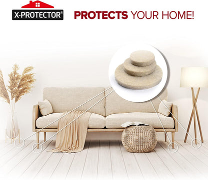 X-PROTECTOR 357 pcs Premium Huge Pack Felt Furniture Pads! Quantity of Furniture Sliders with Many Big Sizes – Your Ideal Floor Protectors. Protect Your Hardwood & Laminate Floor!