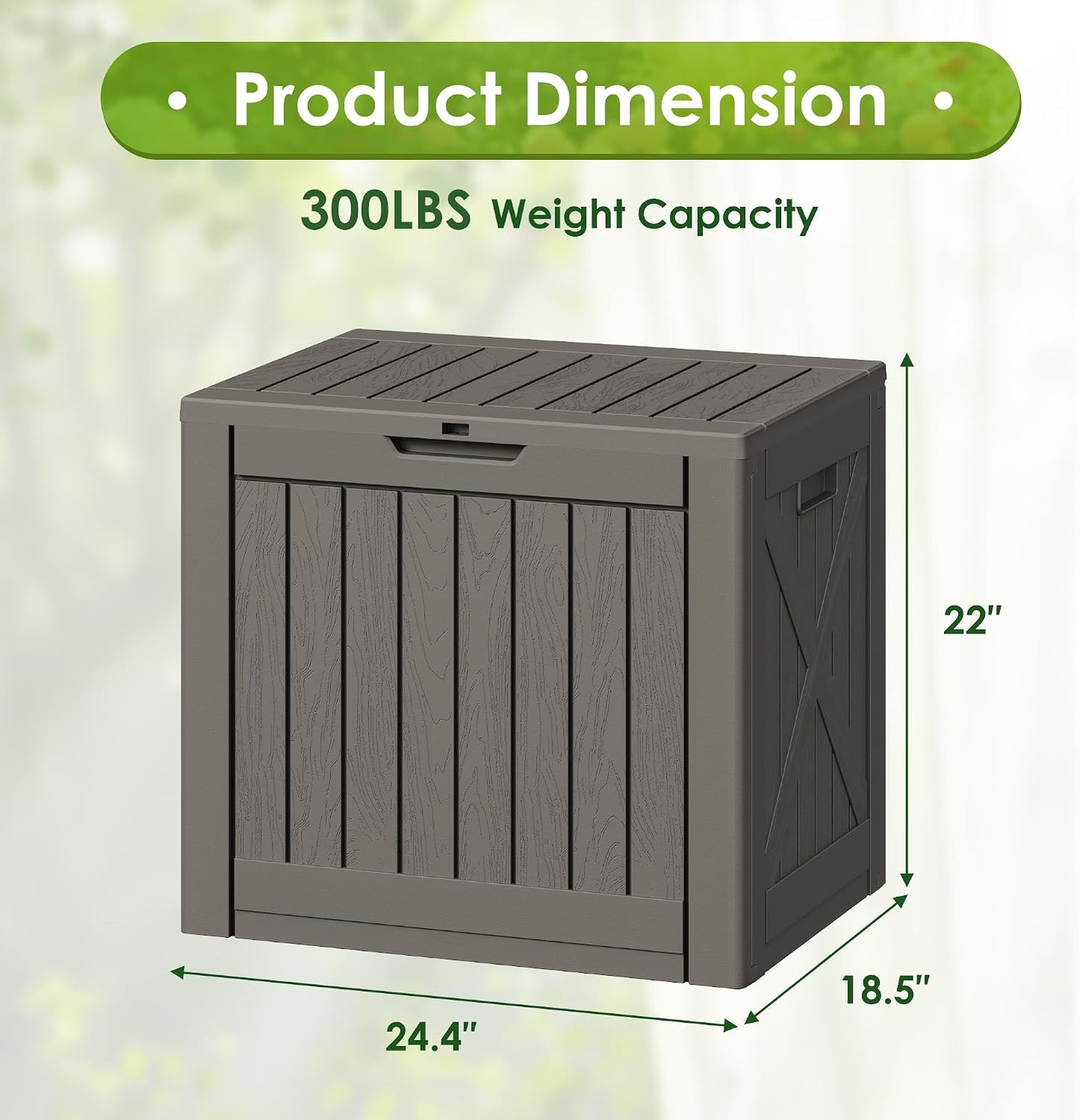 Greesum Outdoor Storage Box 31 Gallon Storage Box with Lid for Patio Furniture, Garden Tools, Pool Supplies, Waterproof and UV Resistant, Lockable, Dark Black