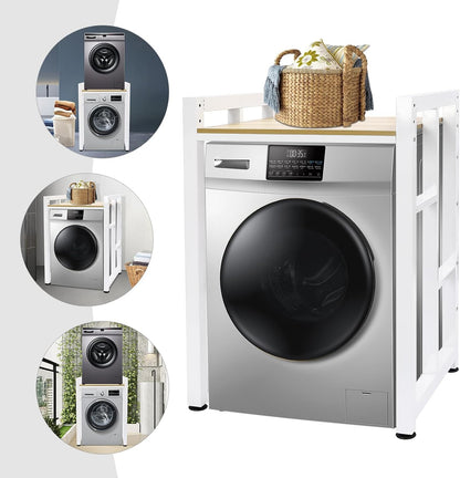Over Washer and Dryer Shelves,Dryer Storage Shelf,3 Tiers Laundry Room Storage and Organizer Standing Shelf,Height Adjustable Laundry Room Shelves, Load-Bearing Capacity 22lbs (Log)