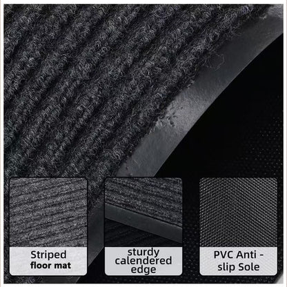 Door Mat Non-Slip Washable Entryway Rug, Heavy Duty Striped Shoe Scraper for Indoor Outdoor Entrance Garage Patio (Black)