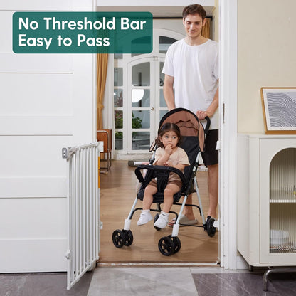Babelio Baby Gate for Stairs, Kitchen & Doorways, No Bottom Bar| One-Handed Operation| Auto-Close| Hardware Mount (Drill Needed) Safety Dog/Pet Gate (Black - B17, 26-43" W, 28" H)