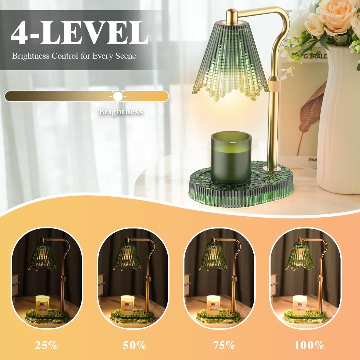 Candle Warmer Lamp with Timer & Dimmable 4-Level Brightness - Adjustable Height,for New Home Bedroom, Gifts for Women(Blue)
