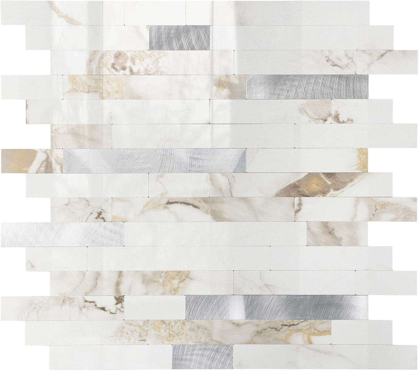 Yipscazo 2026 New Upgrade 11.34" X 11.57" Peel and Stick Backsplash, Stick on Backsplash Tiles for Kitchen, Bathroom, Fireplace (10 Sheets, Beige Rocks + Rose Gold)