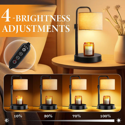 Hyrion Candle Warmer Lamp with Timer Dimmer, Modern Farmhouse Candle Lamp Adjustable Height, Birthday Gifts for Women Mom, Electric Flameless Candle Melter with 2 Bulbs, House Warming Home Decor