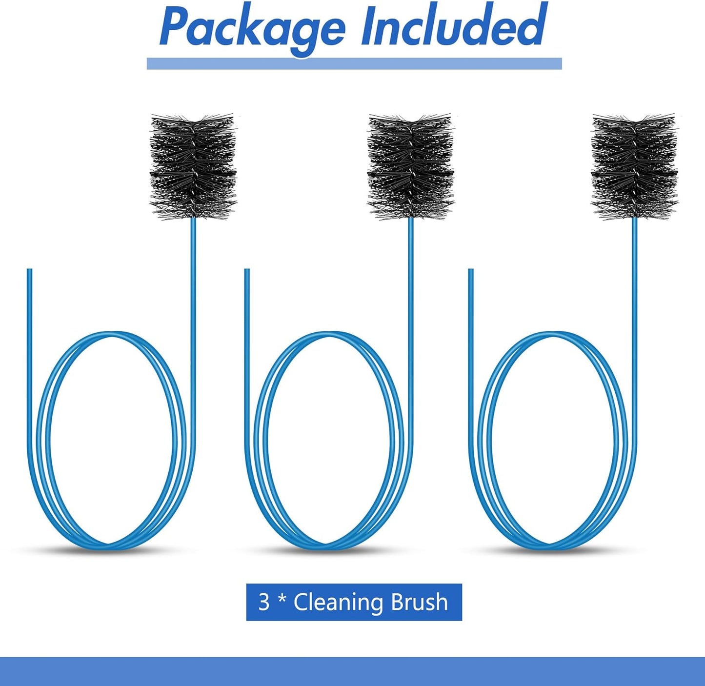 3 Pcs Condensate Trap Flexible Drain Brush, 48 Inch AC Drain Line Cleaning Brush for AC & HAVC Condensate P Trap, Black
