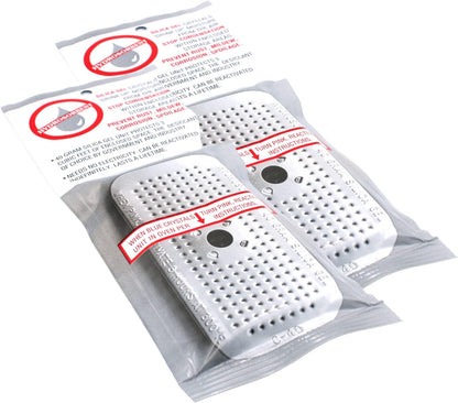 HYDROSORBENT® Moisture Absorbers for Cameras, Telescopes, Safes (40gm - 2 Pack). Blue to Pink. Rechargeable, Reusable Desiccant Dehumidifier. Made in USA Silica Gel Desiccant Mini Canisters.